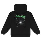 Boys Black Logo Hooded Zip Up Top, 1, hi-res