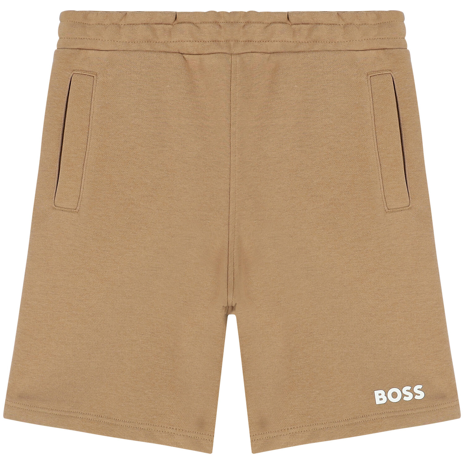 Boys Beige Logo Shorts, 3, hi-res
