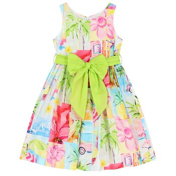 Girls Multi-Colored Bow Dress