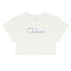 Girls White Logo T-Shirt, 1, hi-res