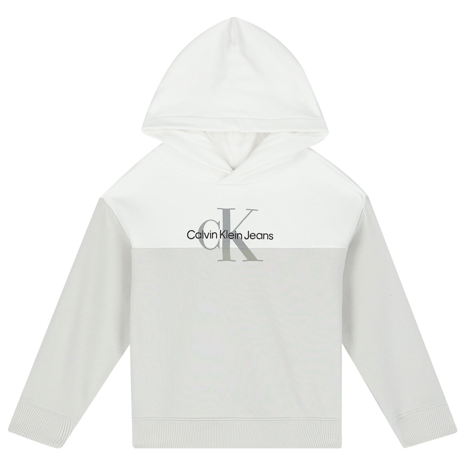 Boys White & Grey Logo Hooded Top, 1, hi-res image number null