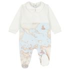 Baby Boys Beige & Blue Geo Map Babygrow Gift Set, 2, hi-res