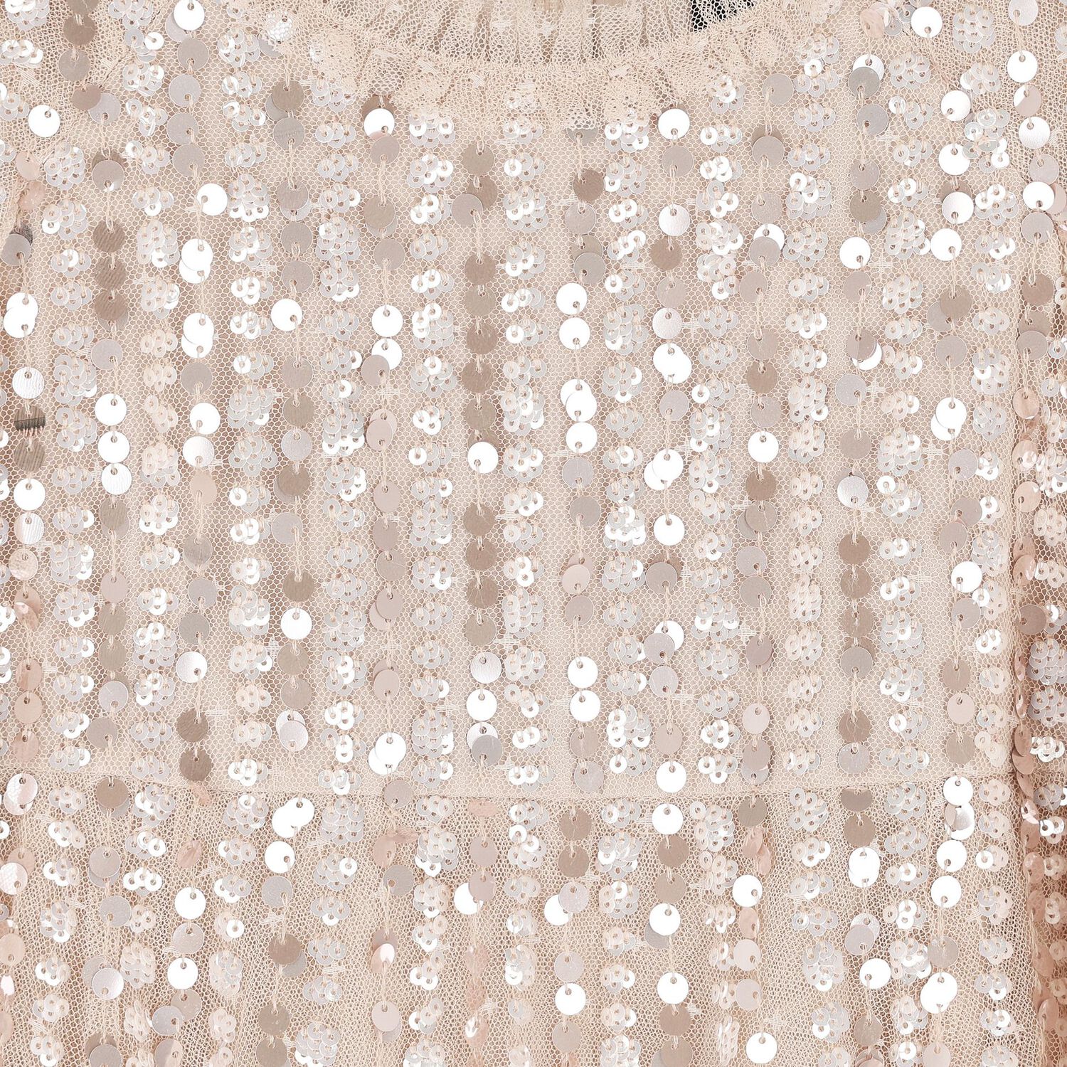 Girls Beige Sequinned Tulle Cape Dress, 1, hi-res image number null