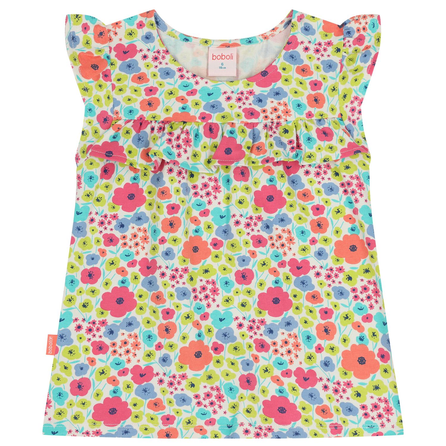 Girls Multi-Coloured Floral Blouse, 1, hi-res