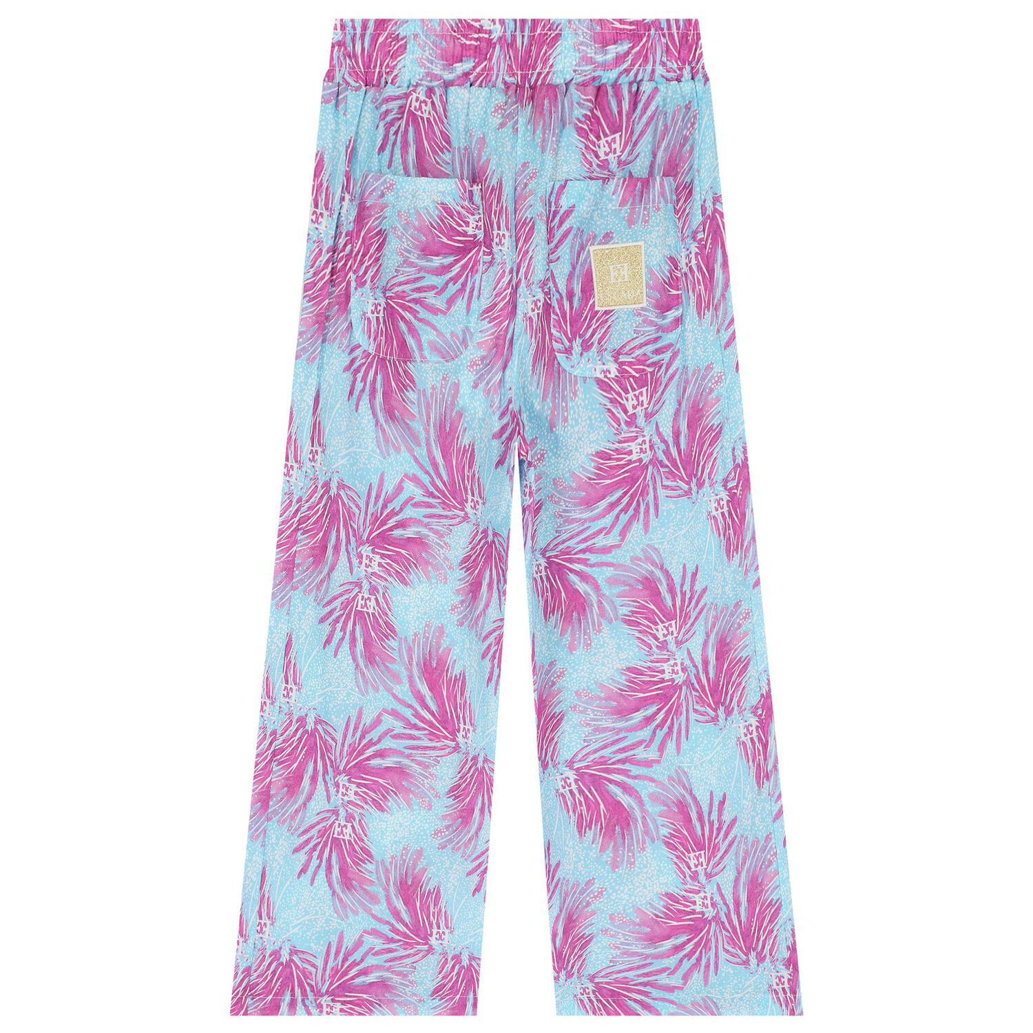 Girls Blue & Pink Logo Trousers, 1, hi-res