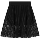 Girls Black Mesh Logo Skirt, 1, hi-res