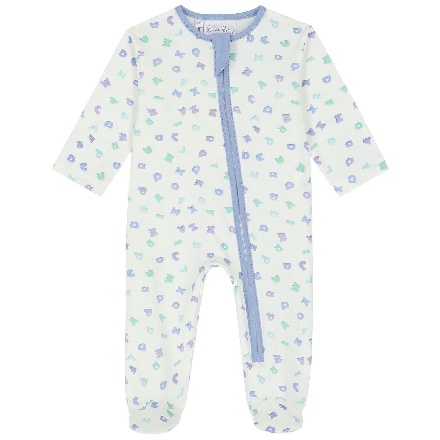Baby Boys Ivory & Blue Letters Babygrow, 2, hi-res image number null