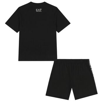 Boys Black Logo Shorts Set