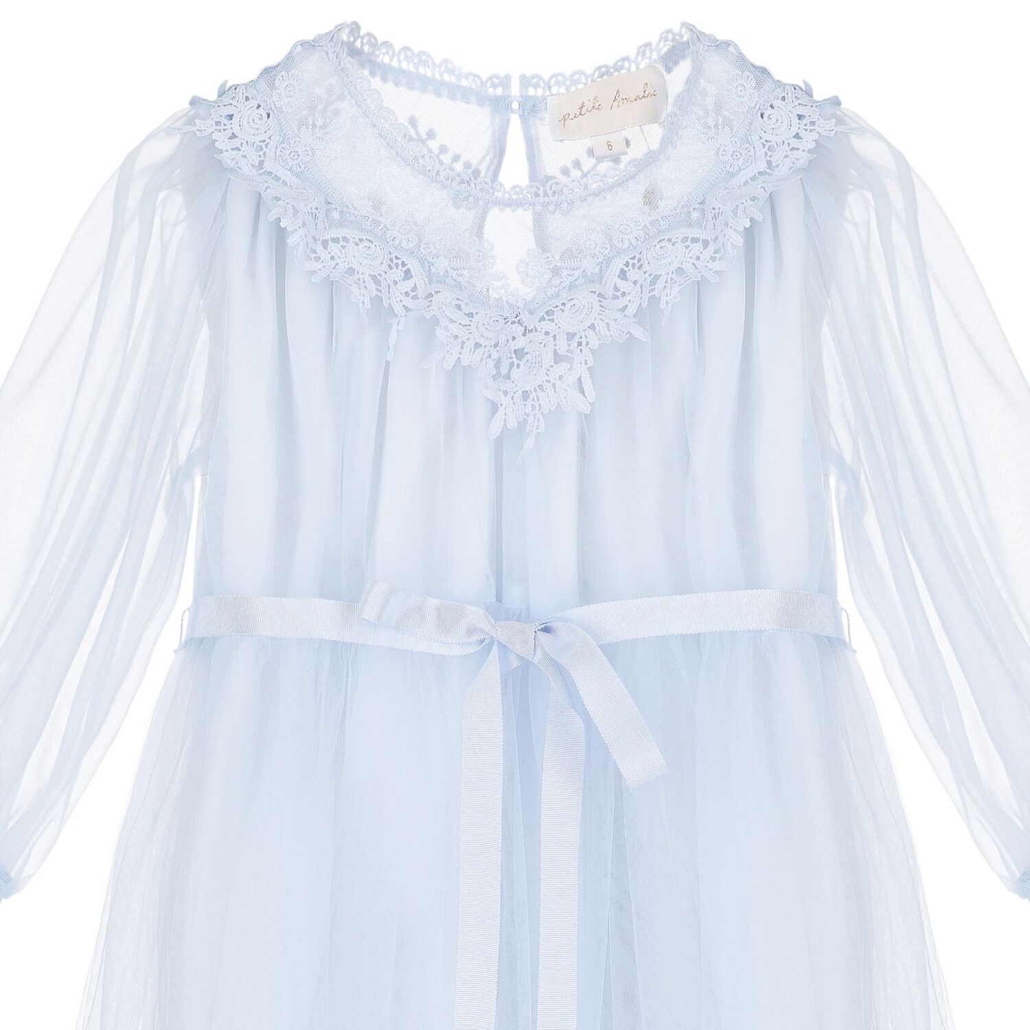 Girls Blue Tulle & Lace Dress, 1, hi-res