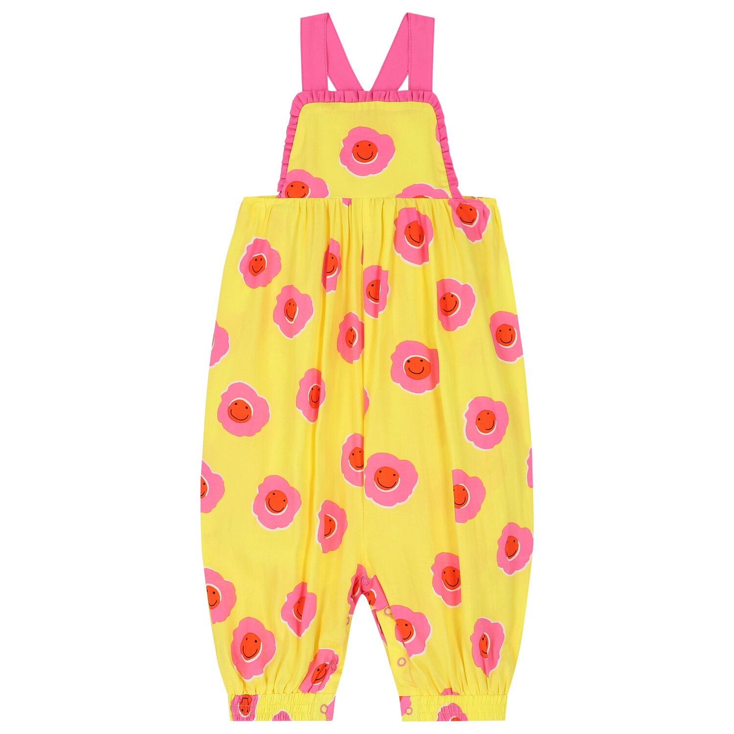 Younger Girls Yellow & Pink Flower Jumpsuit, 1, hi-res