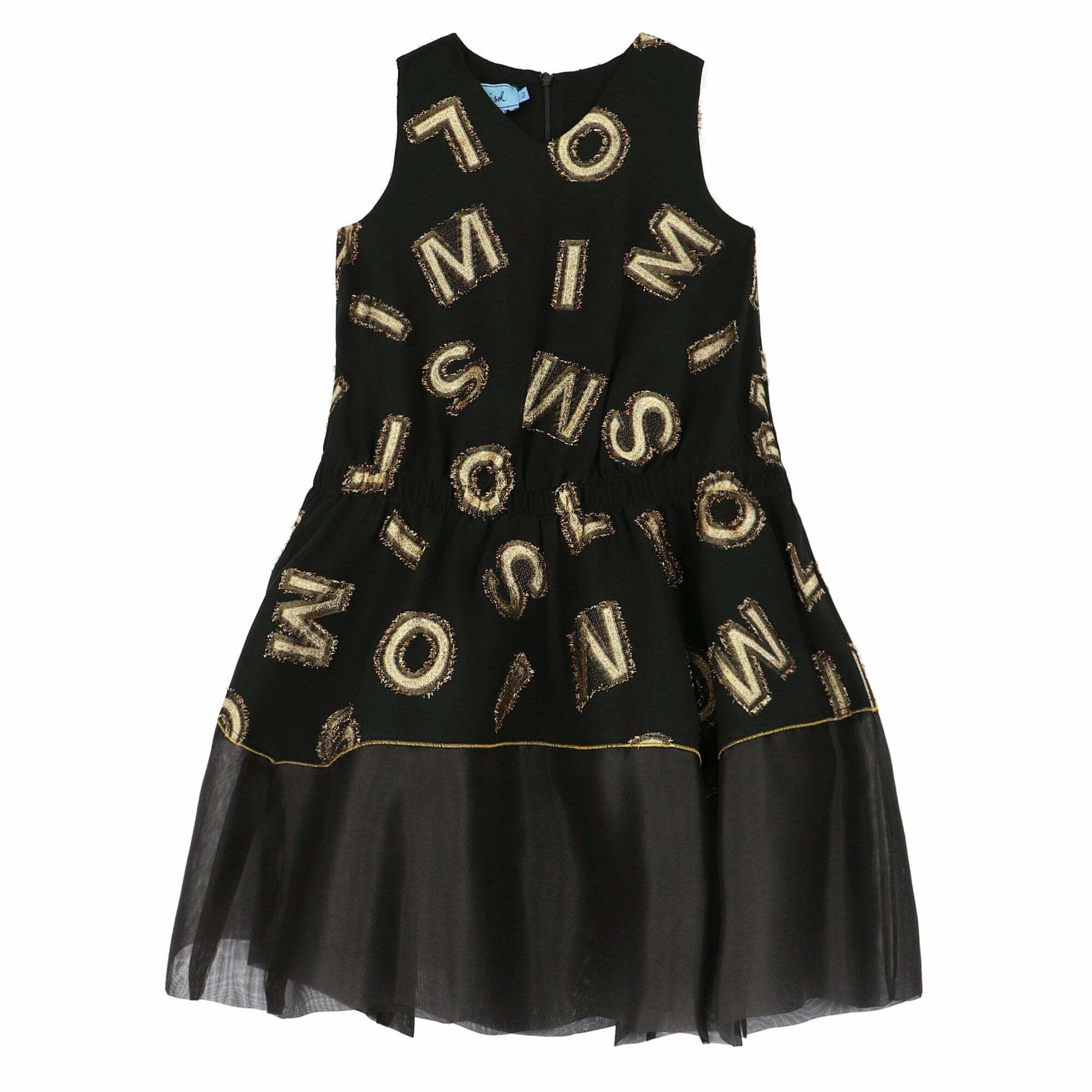 Mi Mi Sol Girls Black Gold Dress Junior Couture UK
