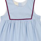Younger Girls Blue & White Striped Logo Dress, 1, hi-res