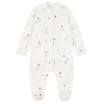Baby Girls Ivory & Pink Babygrow