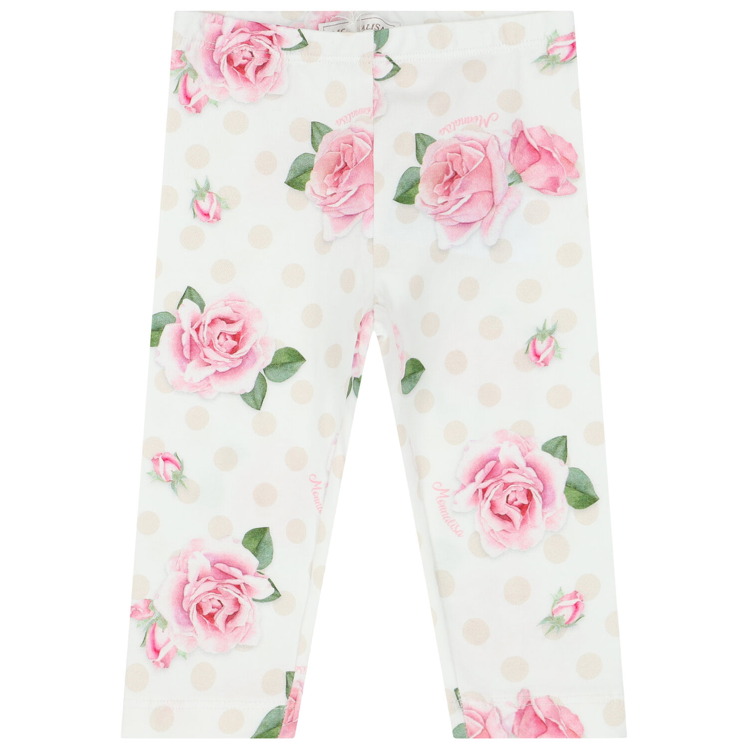 Younger Girls White Roses & Dots Leggings, 1, hi-res image number null