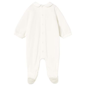 Baby Girls White Flower Babygrow