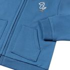 Younger Boys Blue Hooded Zip Up Top, 1, hi-res