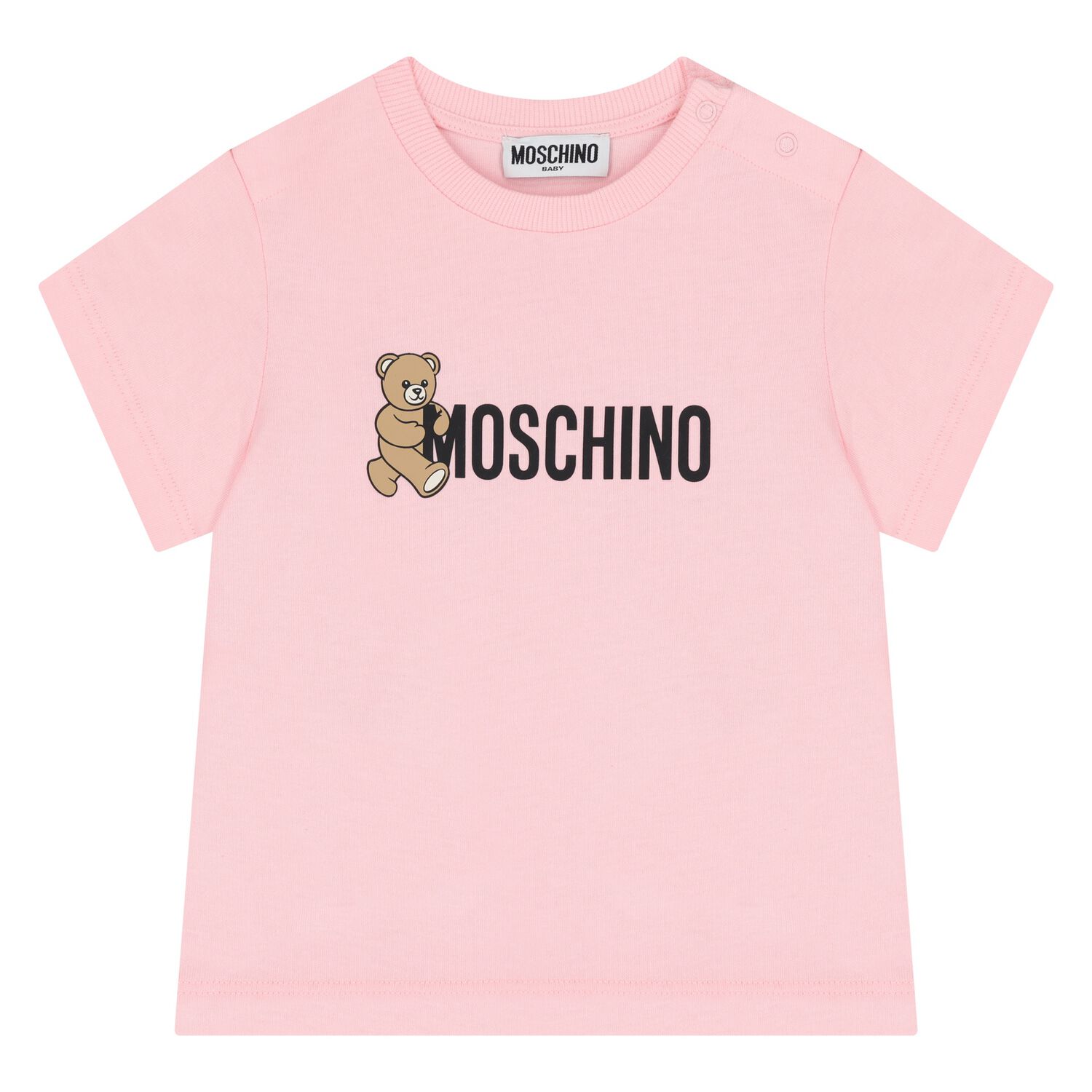 Younger Girls Pink Teddy Bear Logo T-Shirt, 7, hi-res image number null