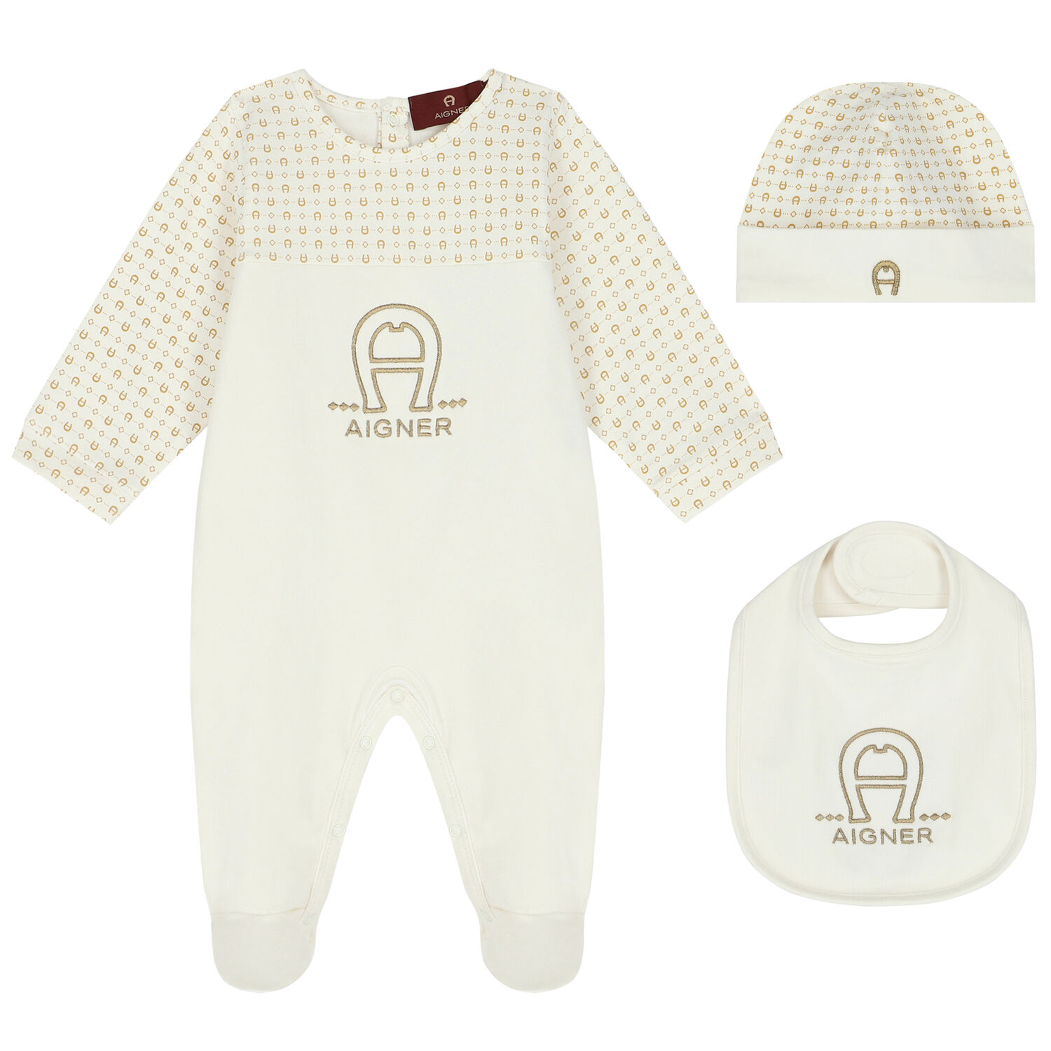 Ivory & Gold Logo Babygrow Gift Set, 1, hi-res