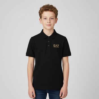 Boys Black Logo Polo Shirt
