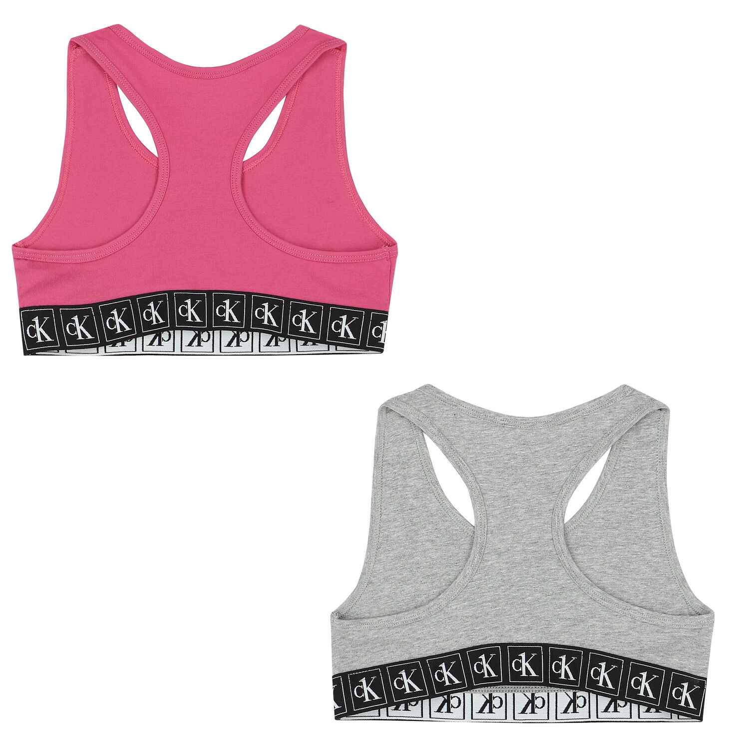 Girls Pink & Grey Logo Bralette (2-Pack), 1, hi-res image number null