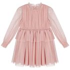 Girls Pink Dotted & Sparkle Tulle Dress, 1, hi-res