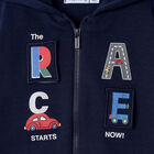 Younger Boys Navy Car Zip Up Top, 1, hi-res