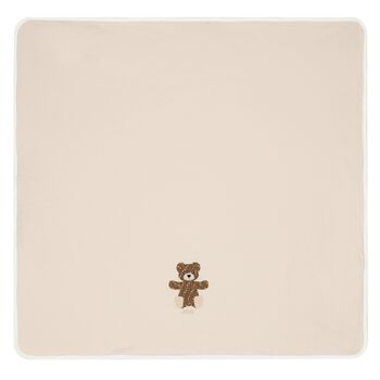 Beige Teddy Bear Logo Baby Blanket