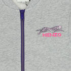 Girls Grey Cheetah Logo Zip Up Top, 1, hi-res