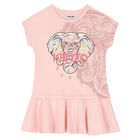 Girls Pink Elephant Logo dress, 1, hi-res