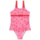 Girls Pink & Red Bow Swimsuit, 1, hi-res