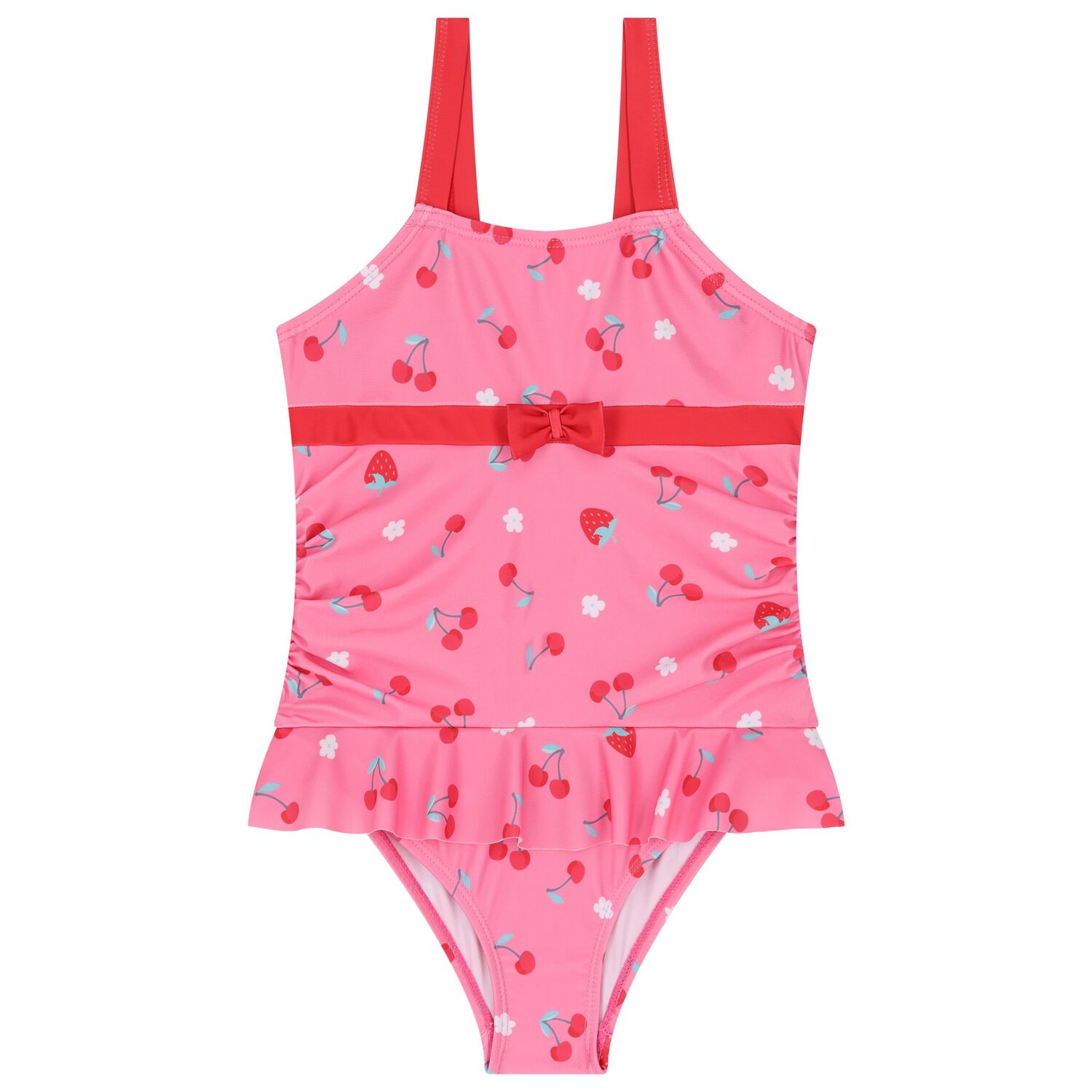 Girls Pink & Red Bow Swimsuit, 1, hi-res image number null