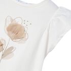 Girls Ivory Cotton Floral Print T-Shirt, 3, hi-res