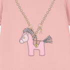 Girls Pink Horse Print Dress, 1, hi-res