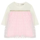 Baby Girls White & Pink Ruffled Dress, 1, hi-res