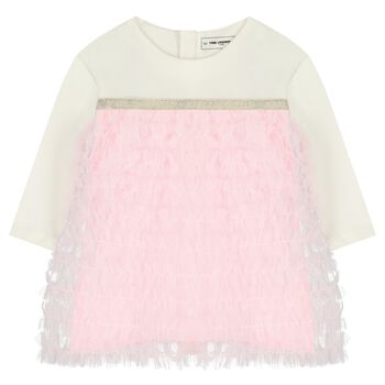 Baby Girls White & Pink Ruffled Dress