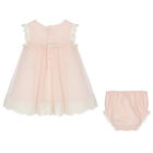 Younger Girls Pink Embroidered Tulle Dress Set, 1, hi-res