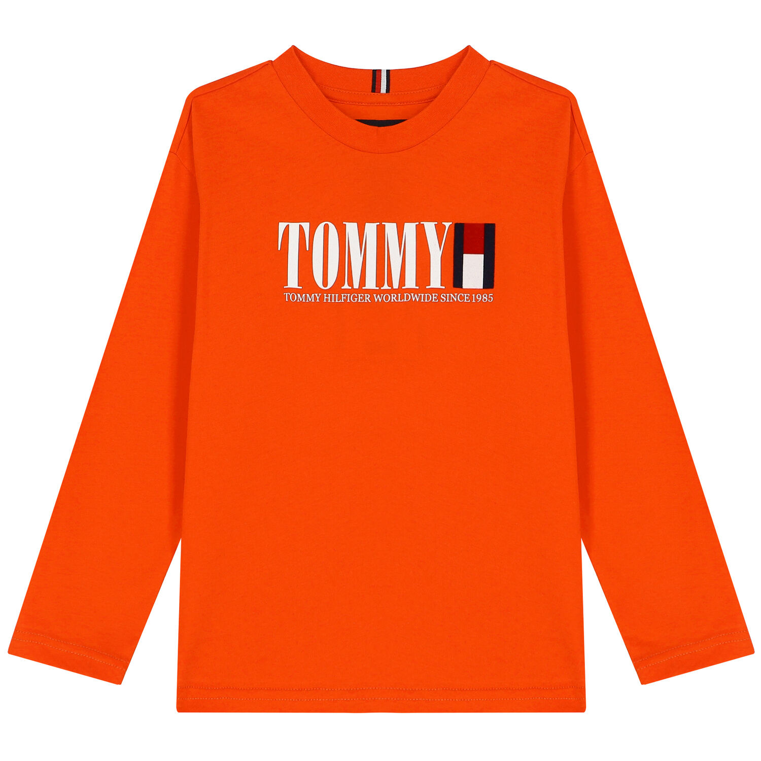 Boys Orange Logo Long Sleeve Top, 2, hi-res