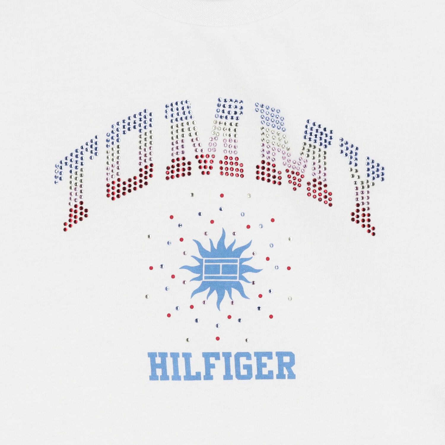 Girls White Rhinestone Logo T-Shirt , 3, hi-res