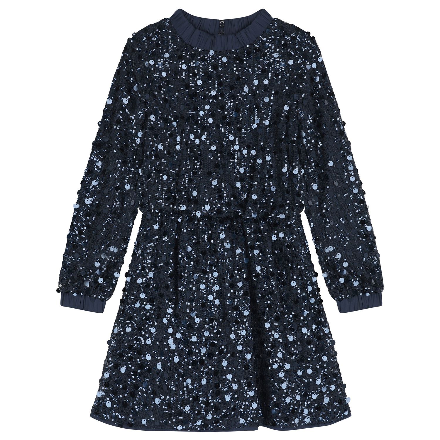 Girls Navy Blue Embellished Dress, 1, hi-res