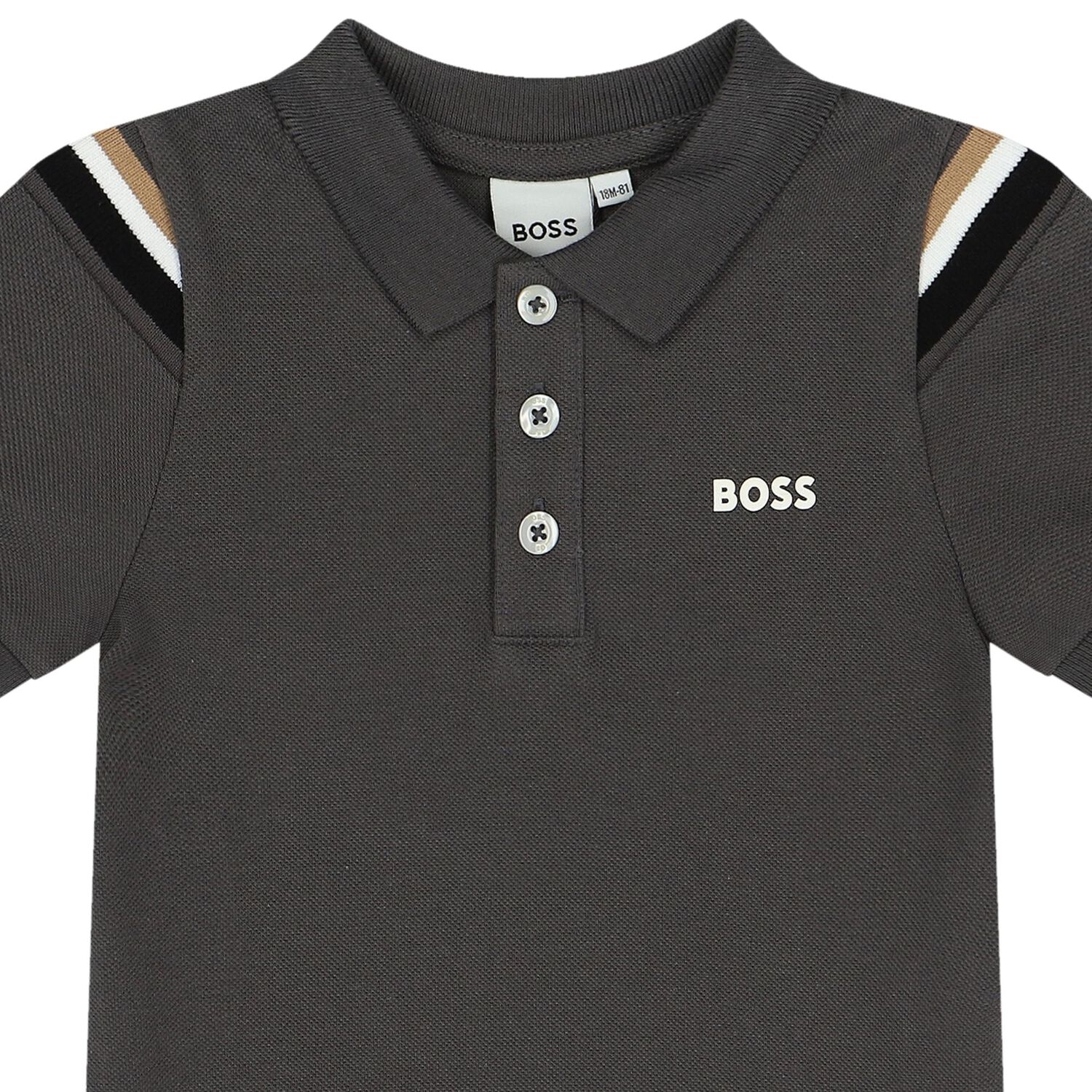 Younger Boys Grey Logo Polo Shirt, 1, hi-res