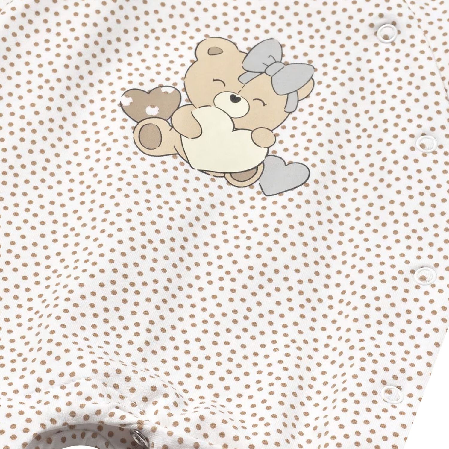 Baby Girls Beige Bear & Hearts Babygrow, 2, hi-res