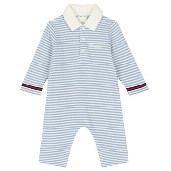 Baby Boys Ivory & Blue Striped Romper