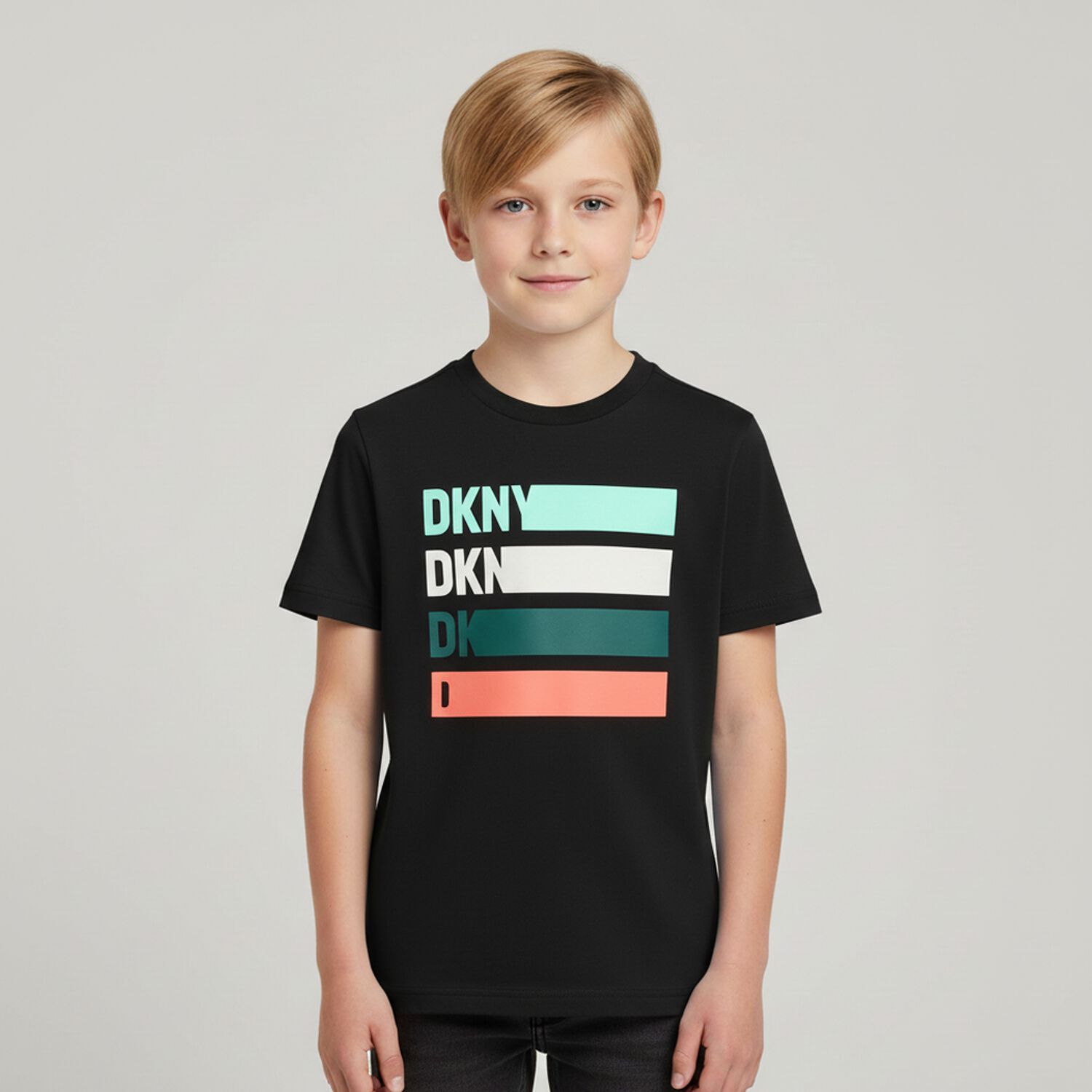 Boys Black Logo T-Shirt, 1, hi-res