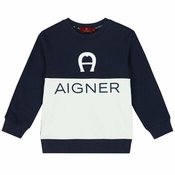 Boys Navy & White Logo Sweatshirt