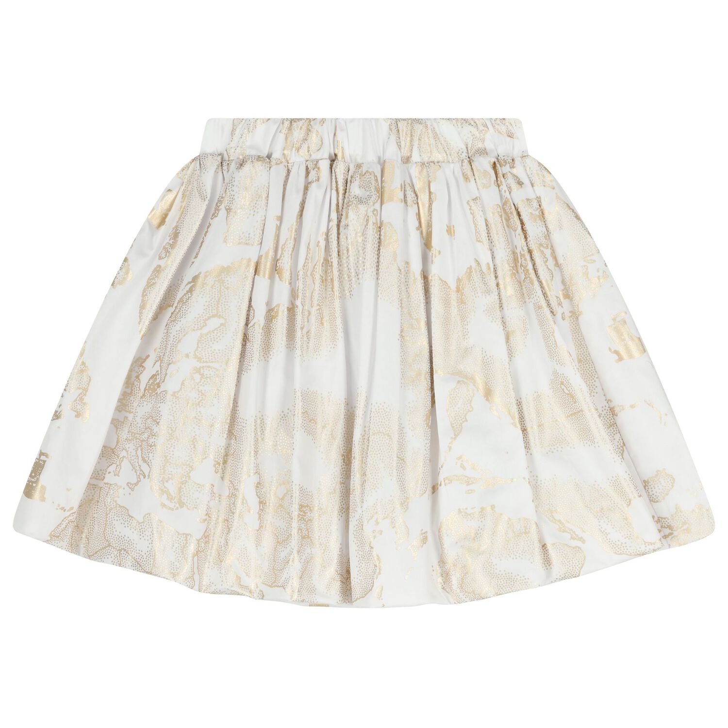 Girls White & Gold Geo Map Skirt Set, 1, hi-res