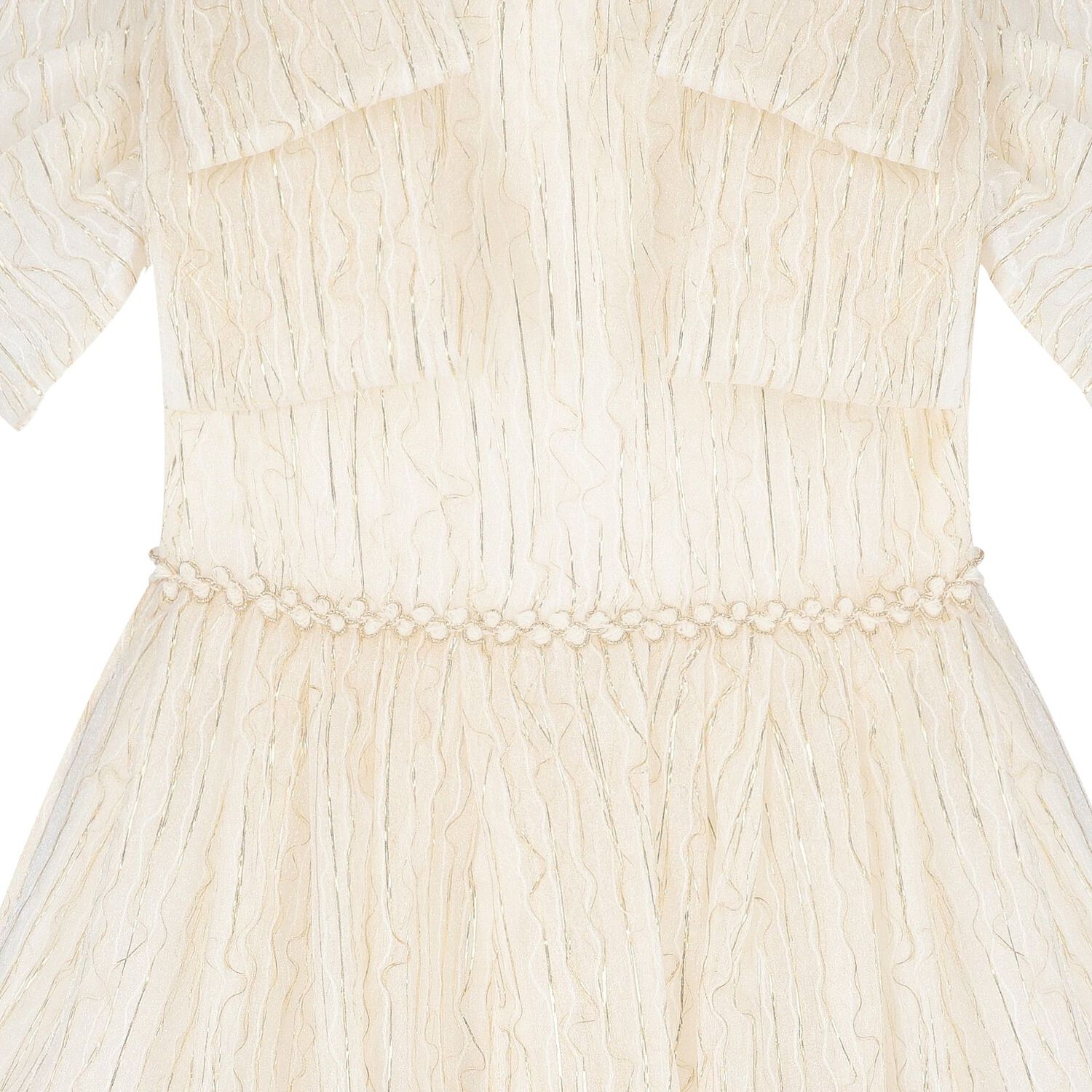 Girls Ivory & Gold Bow Dress, 1, hi-res image number null