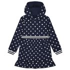 Girls Navy Blue Logo Hooded Dress, 1, hi-res