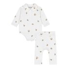 White Teddy Bear Babysuit Gift Set, 1, hi-res
