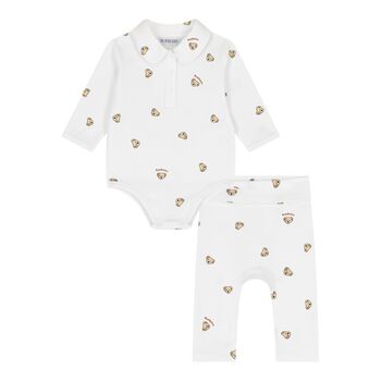 White Teddy Bear Babysuit Gift Set