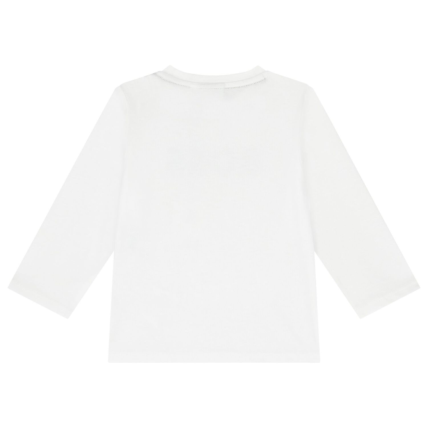 Younger Boys White Logo Long Sleeve Top, 1, hi-res
